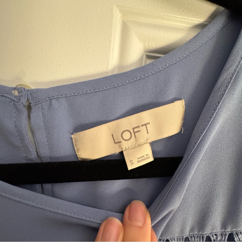 LOFT Light Blue Ruffle Blouse - Picture 2 of 5